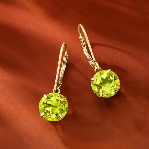 Ross-Simons 3.90 ct. t.w. Peridot Drop Earrings in 14kt Yellow Gold3