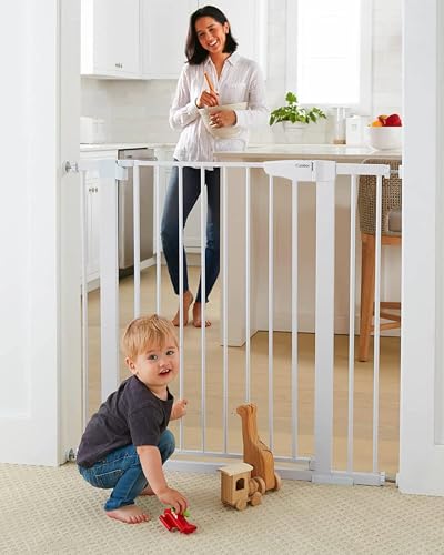 Cumbor 36 in Extra Tall Baby Gate for Doorways, 30-40.6 in Dog Gate White
