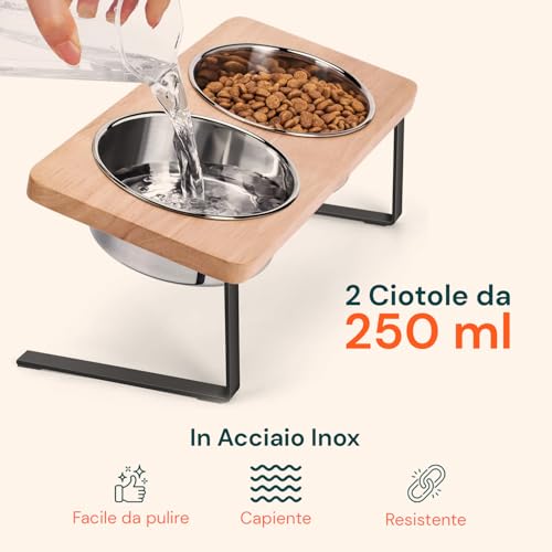 Structure en fer et plateau en bambou avec bols surélevés de 250 ML - 3