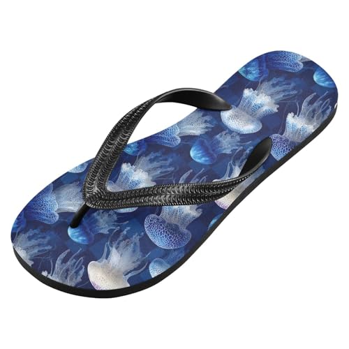Flip Flop Sandals Jellyfish Blue Print for Women Men Beach Outdoor XS2