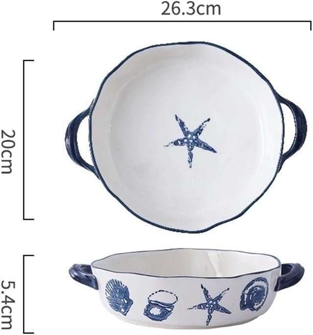 Casserole Dish Ceramic Large Double Ear Baked Rice Tray Oven Microwave With Baking Bowl Creative Breakfast Utensils Kitchen