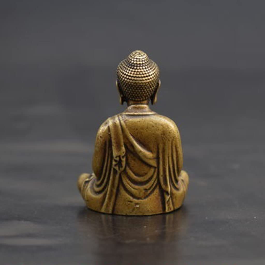 Pure Cobre Sakyamuni Buda Pequeños Ornamentos, Adoración De La Estatua De Buda De Latón Macizo Antiguo, Decoración del Hogar