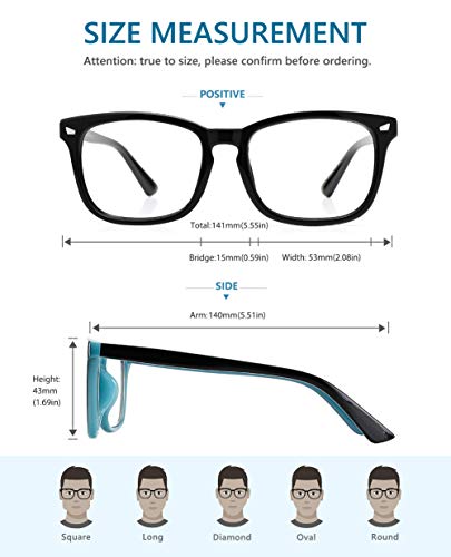 Image of Cyxus Blue Light Filter Computer Glasses for Blocking Headache [Anti Eye Eyestrain] Clear Lens Gaming Glasses, Unisex (Men /Women) (Black & Black Blue)