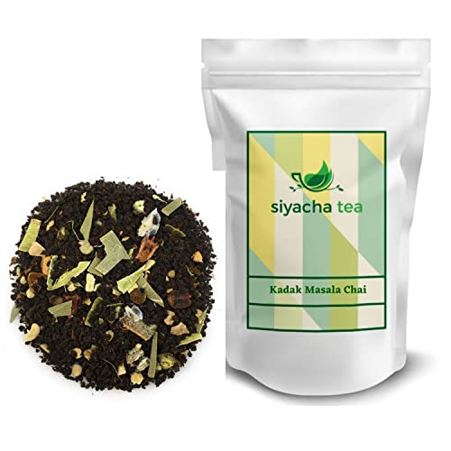 Image of Siyacha Tea Kadak Masala Chai, Pure Assam CTC Black Tea, Cardamom, Ginger, Clove, Cinnamon, Black Pepper, No Added Flavoring, Strong Spice Tea, Healthy immunity Boosting Beverage, 100 Grams