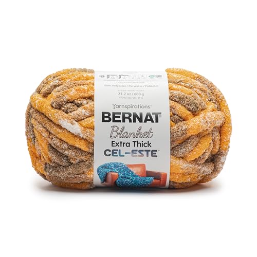 Image of Bernat Blanket Extra Thick Cel-Este Comet Gold Yarn - 1 Pack of 21.12oz /598.74g - 100% Polyester - #7 Jumbo - 72 Yards - Chunky Yarn for Hand Knitting, Crocheting, Crafts & Amigurumi