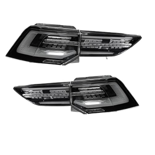 ゴルフ8 MK8 2021-2024 LEDオートテールライトアセンブリアップグレードハイコンフィグスタイルアクセサリーと互換性のある車のライトバックランプ(Black one set)