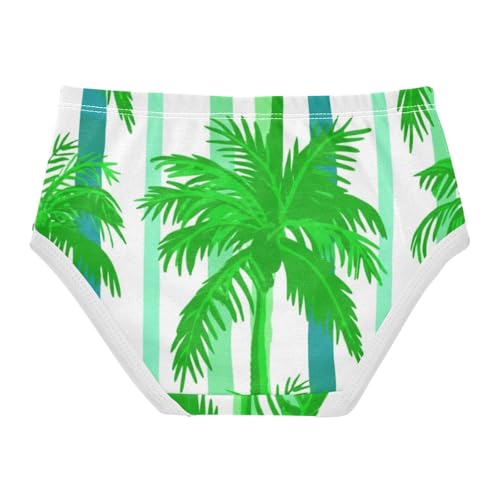 Green Palm Trees Stripes Teal Green Panties Little Girl Girls Underwear Toddlers Cotton Artistic Kids Briefs Undies 2t2