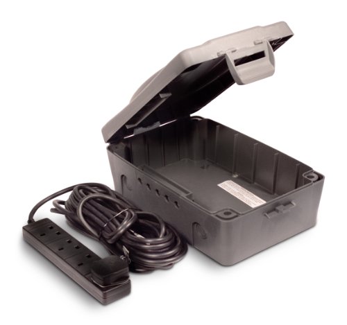 Masterplug WBX IP54 8m Weatherproof Box with 4-Gang 10A Extension Lead - Grey/ Black
