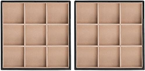 Glenor Co Jewelry Organizer Tray - Set of 2 - Stackable 18 Slots Jewelry Storage Trays - Display on Dresser or Drawer - Compatible with Other Trays - Black