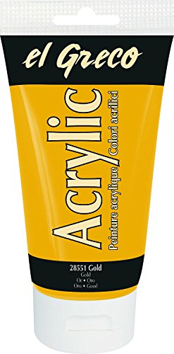 KREUL 28551 - El Greco Acrylic, tube de 150 ml en or, peinture acrylique hautement pigmentée, brillante, qualité d'étude, peut être peinte avec du beurre, pour une peinture pâteuse