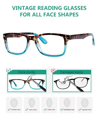 Image of Eyekepper Classic Vintage Style Reading Glasses Tortoise /Blue +2.50