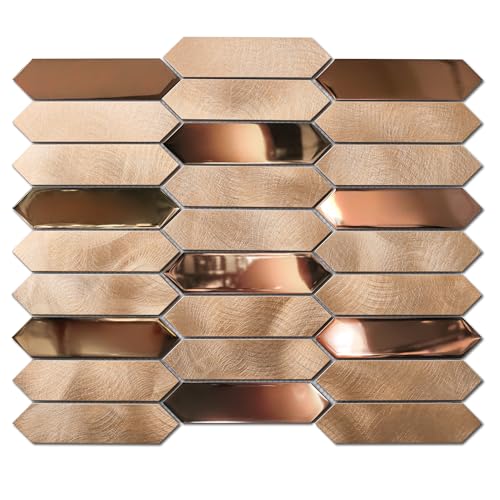 Primoon Gold Tile Long Hexagon Mosaic Tiles for Kitchen Backsplash