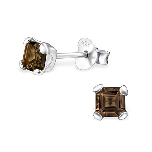 Laimons Damen-Ohrstecker Damenschmuck eckig Braun Zirkonia Sterling Silber 925