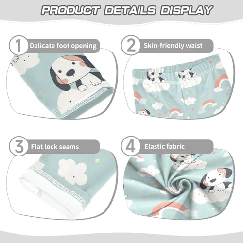 Cartoon Rainbow Clouds Dog Girls Casual Leggings for Kids Printed Long Pant Bottoms Stretch and Soft3