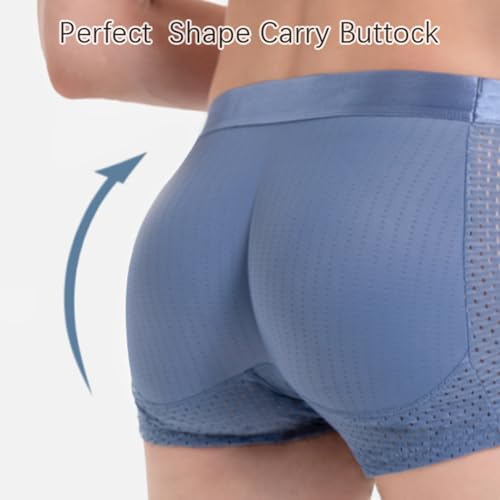 Nylon Men's Underwear Ice Silk Breathable Butt-Lifting Padded Mesh Seamless Hip Lifter Shape Boxer Brief 2/4 Pcs4
