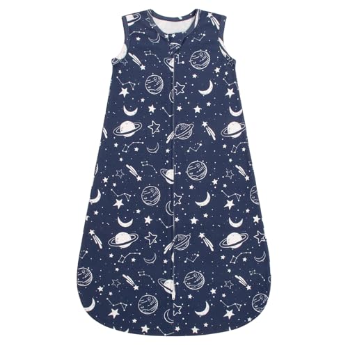 LILBESTIE Baby Sleeping Bag 0.5 Tog 6-12 Months 100% Cotton Baby Summer Sleeping Bag Lightweight Sleep Sack Planet