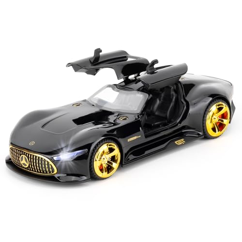 TGRCM-CZ 1/32 AMG GT Vision Modell Auto, Zinklegierung Zurückziehen Fahrzeuge Modell Auto mit Klang und Licht für Sammler & Kinder 3 Jahre alt Geburtstagsgeschenk (Schwarz)