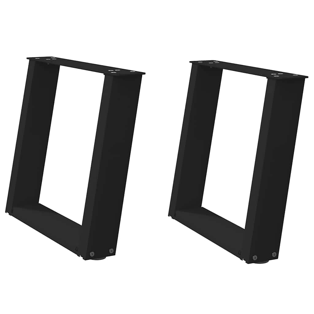 Gambe per Tavolino da Caffè a Forma di U 2 pz Nere 50x(42-43) cm Acciaio