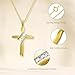 GILDED Small 10 Karat Yellow Gold Natural Round-Cut Diamond Accent 3 Stone Cross Pendant with an 18 Inch Chain