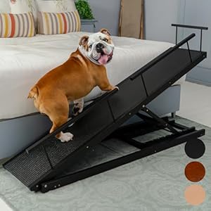 Dog ramp for Bed - PRIORPET Birchwood Adjustable Ramp for Dogs to Get on Bed: Dog ramps for High Beds up to 37 Inches – Foldable Ramp, Anti-Slip Grip & Safety Rails, Small Dogs Up to 120lbs – Black Dog ramp for Bed PRIORPET Birchwood Adjustable Ramp for Dogs to Get on Bed Dog ramps for High Beds up to 37 Inches–Foldable Ramp Anti Slip Grip Safety Rails Small Dogs Up to 120lbs–Black
