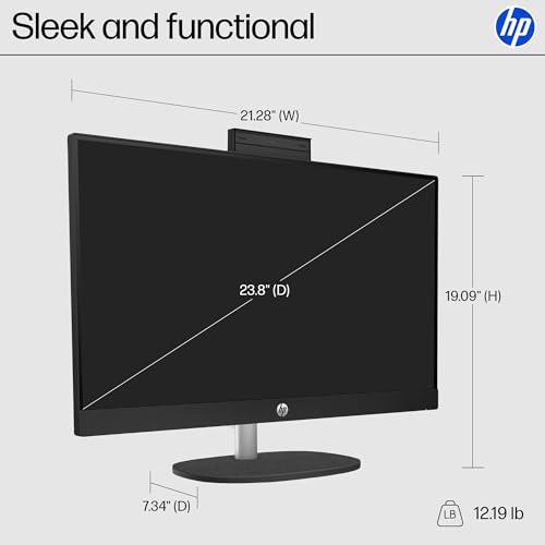 Image of HP 23.8 inch All-in-One Desktop PC, FHD Touchscreen, AMD Ryzen 5 7520U, 16 GB RAM, 1 TB SSD, AMD Radeon Graphics, Windows 11 Home, Jet Black, 24- cr0140 (2025)
