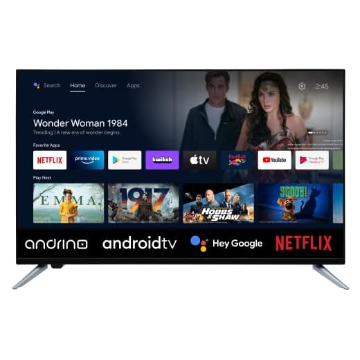 Andrino AN32H01 32 Pouces 80 cm HD LED Smart TV, Téléviseur, TNT Tuner T2/S2/C Android TV, Google Assistant, Google Play Store, Prime Video, Netflix Chromecast intégré Bluetooth WiFi