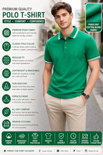 Image of TAGAS Mens Polo T-Shirt || Men's Color Polo Tshirt | Short Sleeve Casual Pullover with Collar |Casual Wear for Men | Mens Regular FIT T-Shirts