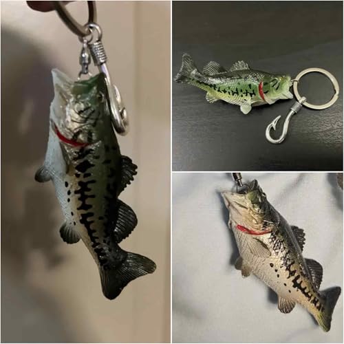 Image of Bass Fishing Keychain Gifts, Bass Fish Key Chain for Men, Cool Fishing Keychain Stuff Funny for Fishing Lovers