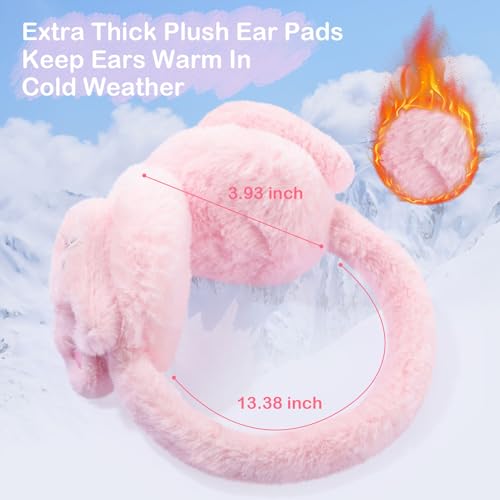 Kids Cat Earmuffs Cute Animal Ear Muffs Winter Outdoor Ear Covers Plush Ear Warmer for Boys Girls Age 7-144