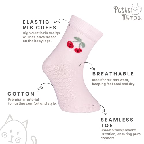 Zuzu Seamless-Toe Turkish Cotton Crew Socks - Cute Patterns 6-Pack Baby & Toddler Socks3