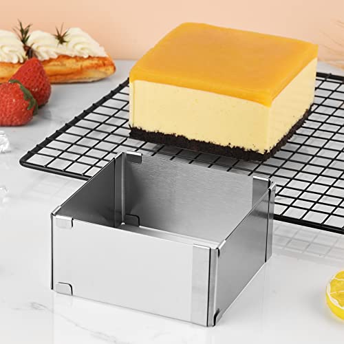 Guowall Cadre à Pâtisserie Rectangulaire, Moule à gâteau Extensible Moule en Acier Inoxydable Pour Gâteaux, Desserts (Réglable de 10 à 18 cm)