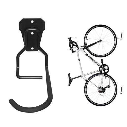 Cyanlxora Bike Rack Wall Mount Garage Bike Hook Storage Hanger Space Saving Vertical Bike Rack Organization for Road/Mountain/Folding Bike, Holds Up to 77 Lbs