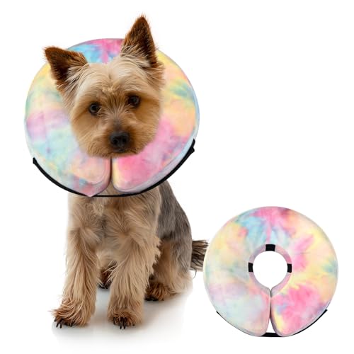 Image of Dog Cone, Y-blue Dog Cone Collar Inflatable Puppy Neck Collar(Pink Blue, S)