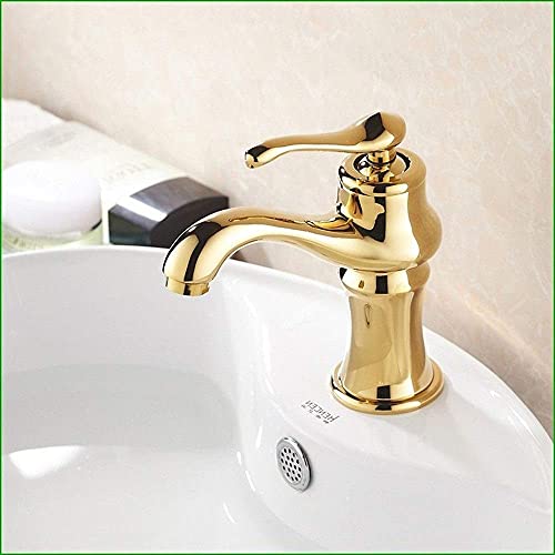 Grifos de baño cascada dorados en latón mezclador de agua fría y caliente
