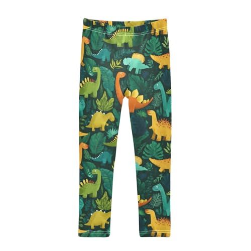 Vdsrup Girls Leggings Cartoon Dinosaur Kids Length Leggings Pants Athletic Yoga Pants Green Toddler Tights Trousers 4T