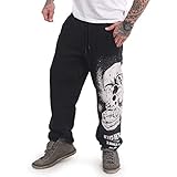 yakuza jogginghose xl Grafik-Print, Yakuza-Logoetikett an der Gesäßtasche und ein Logoaufnäher aus Kunstleder auf der Rückseite