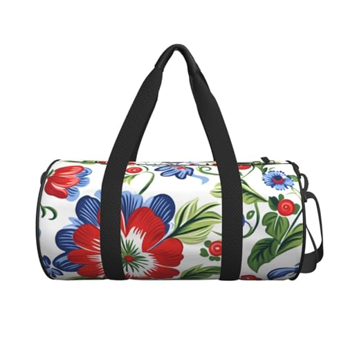 Red Flower Large Capacity Travel Duffel Bag With Shoulder Strap, Lightweight Carry On Luggage Tote For Gym, Sports, Short Trips2