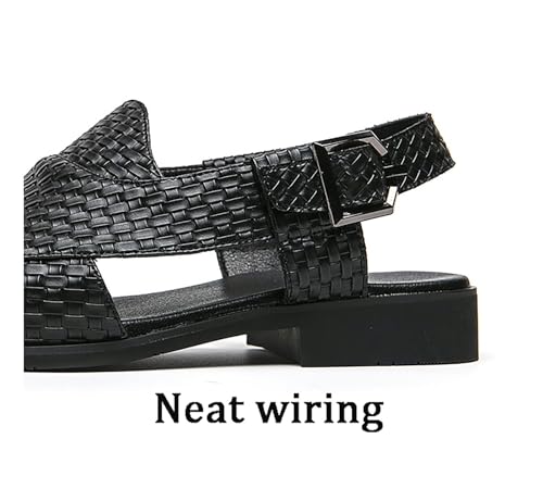 Men's Leather Flat Sandals, Summer Outdoor Comfortable Slip On Soft Walking Driving Shoes Casual Fisherman Beach3