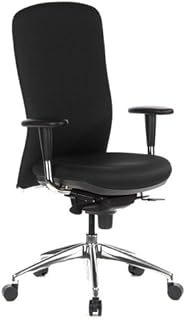 hjh OFFICE 710400 silla de oficina HIGH-TEC tejido negro, con apoyabrazos, respaldo alto, acolchado, cromado, asiento ajustable en profundidad