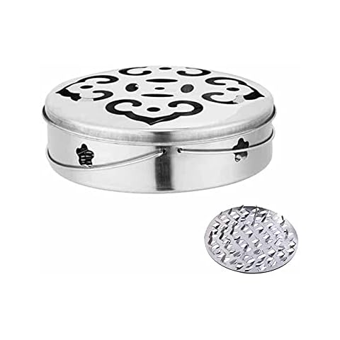 JAWSEU Moskito-Spulenhalter, rundes Moskito-Spulengehäuse aus Edelstahl mit Abdeckung Tragbarer Weihrauchhalter Anti-Mücken Spirale Halter Insektenspiralhalter Cover