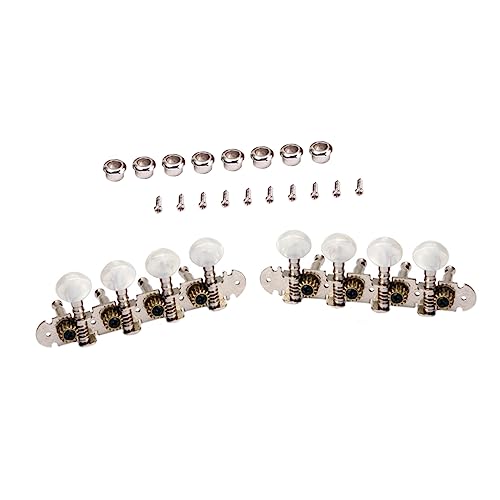 Kisangel 2pcs Guitar Tuning Pegs Mica Color Round Button Machine Heads Durable Replacement for Electric Guitars Silver