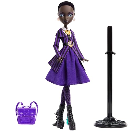 Monster High x Mercredi Bianca Barclay Poupée à Collectionner en Uniforme de pensionnaire de Nevermore avec amulette de sirène Sac à Dos et Socle pour poupée JDR71 - vue 5