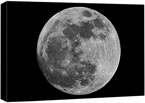 Canvas Prints Wall Art - Full Moon Against Black Universe Space | Modern...