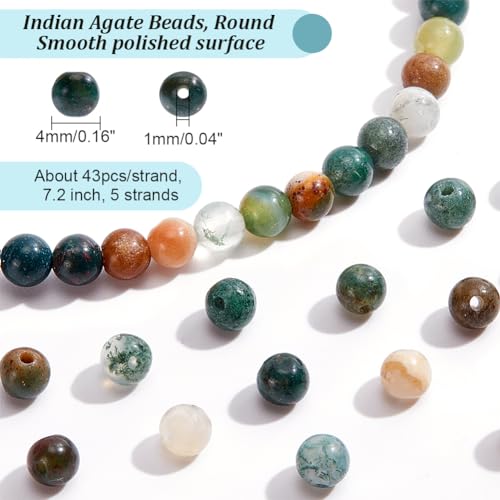 NBEADS 2.5 Strands About 212 Pcs Natural Indian Agate Beads - Image 2