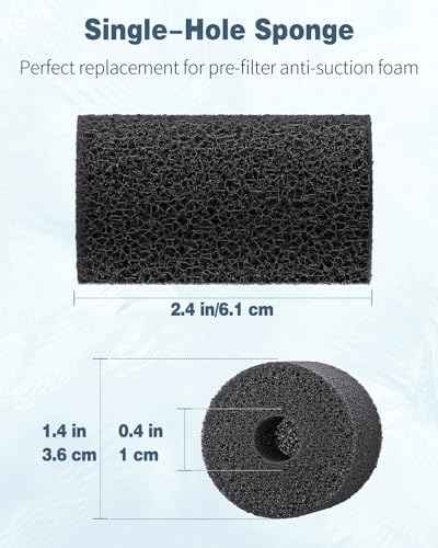 Image of Pawfly 6 Pack Pre-Filter Sponge, Aquarium Filter Sponge 0.4 inch Intake Sponge Foam Roll for Small Fish Shrimp Fry Fish Tank Covers Accessories