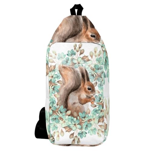 Mochila bandolera de ardilla en acuarela ideal para tus paseos diarios