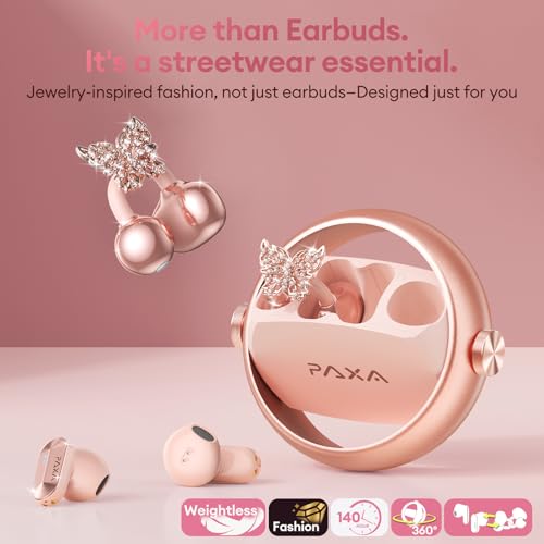 Image of PAXA 3 in 1 Ctbuds Stylish Jewelry-Style Clip on Open Ear Headphones Wireless Earbuds, Instant Earring Mode, Ultra-Long 140H Play, Bluetooth 6.0, All-Day Wear for Work Fitness Daily Use, Rose Gold
