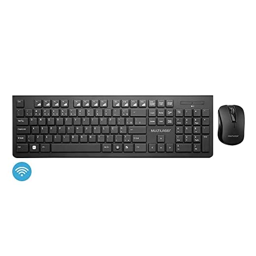 Kit Teclado e Mouse Sem Fio Conforto Multimídia Conexão Usb 1200dpi Teclas Chocolate Preto Multi - TC212