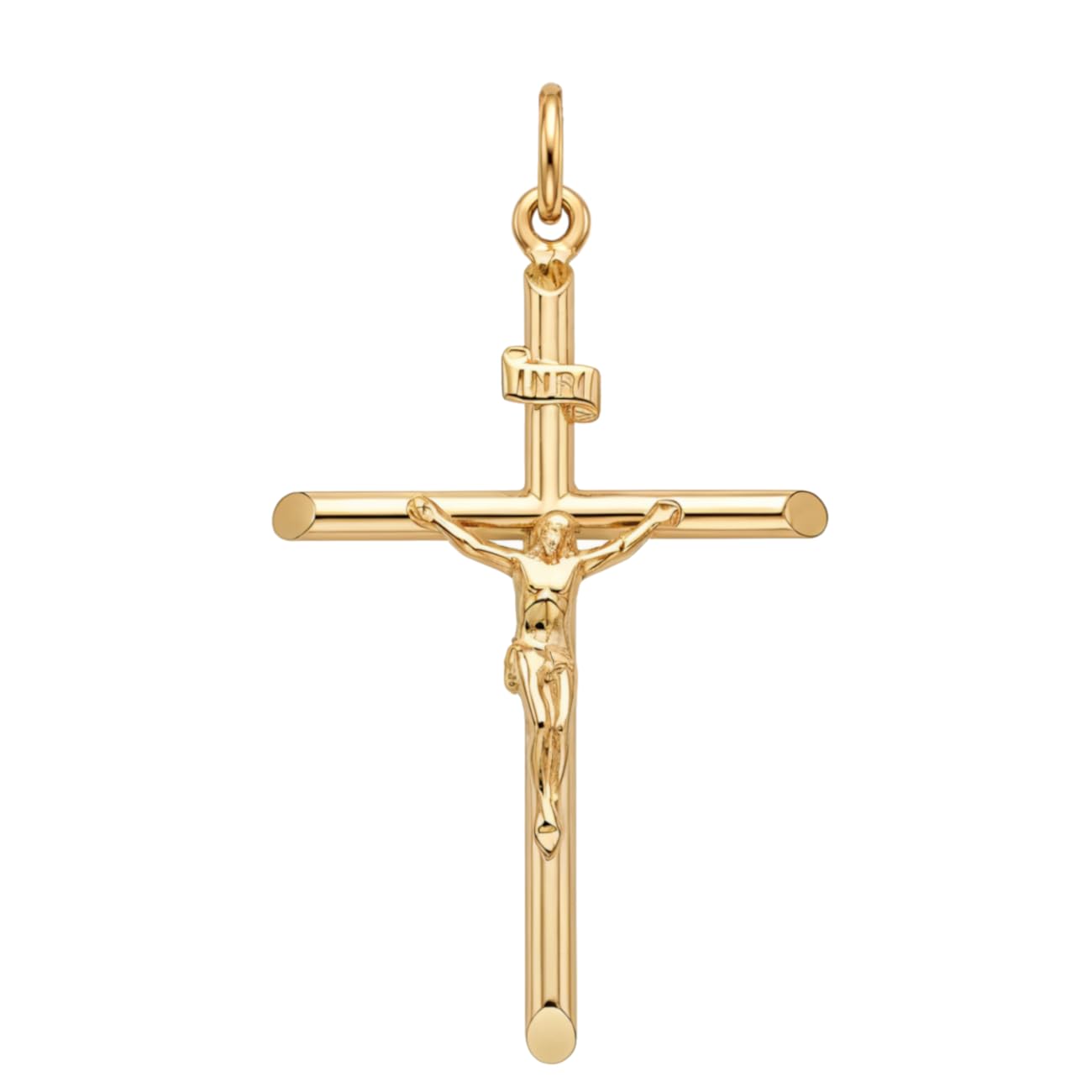 Alexander Castle Groß Solide 9ct 375 Gold Kruzifix Halskette Anhänger für Frauen & Männer - 42mm x 28mm - Kreuz Charme mit Schmuck Geschenk-Box - NUR ANHÄNGERSCHMUCK