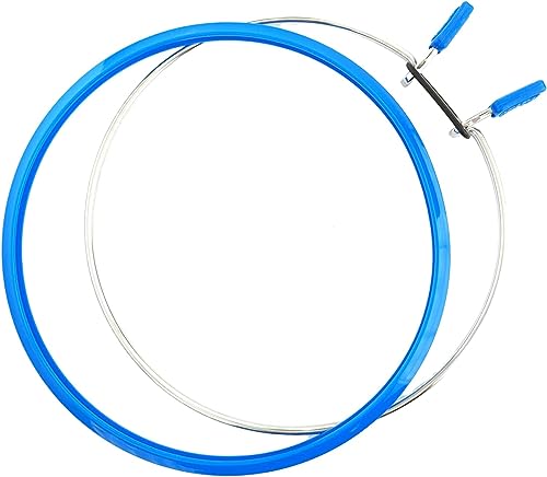 Image of Nurge Metal Embroidery Hoops - Premium Spring Tension Embroidery Hoop for Cross Stitch - Durable Ring with Quick Release Safety Clip - Ideal for Crafters,Beginners & Professionals - Blue - Medium